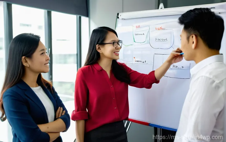 린 스타트업의 성공적인 사업 모델 수립 - **Prompt: Lean Startup Team Analyzing Data for Learning and Adaptation**
    "A bright, modern co-wo...