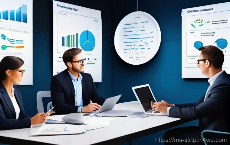 린 스타트업의 비즈니스 성과 평가 기법 - **Measure Phase**: The scene transitions to a detailed analytics dashboard displayed on a large scre... 린 스타트업의 비즈니스 성과 평가 기법 - **Measure Phase**: The scene transitions to a detailed analytics dashboard displayed on a large scre...