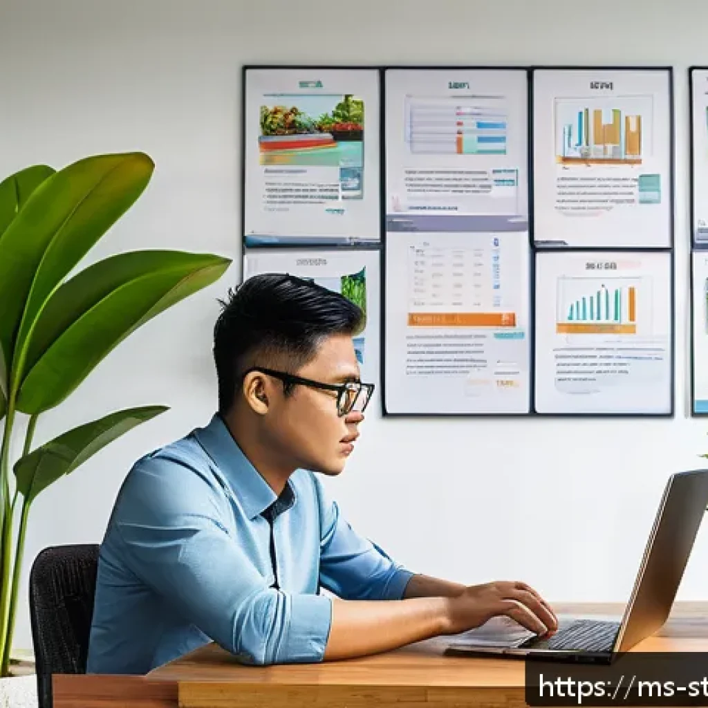 린 스타트업 재무 관리 기본 가이드 - A modern Malaysian startup office scene showing a young entrepreneur reviewing detailed cash flow ch...