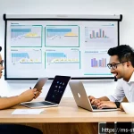 Home 19 린 스타트업의 비즈니스 프로세스 최적화 - A modern Malaysian startup office scene showing a diverse team of young professionals collaborating ...