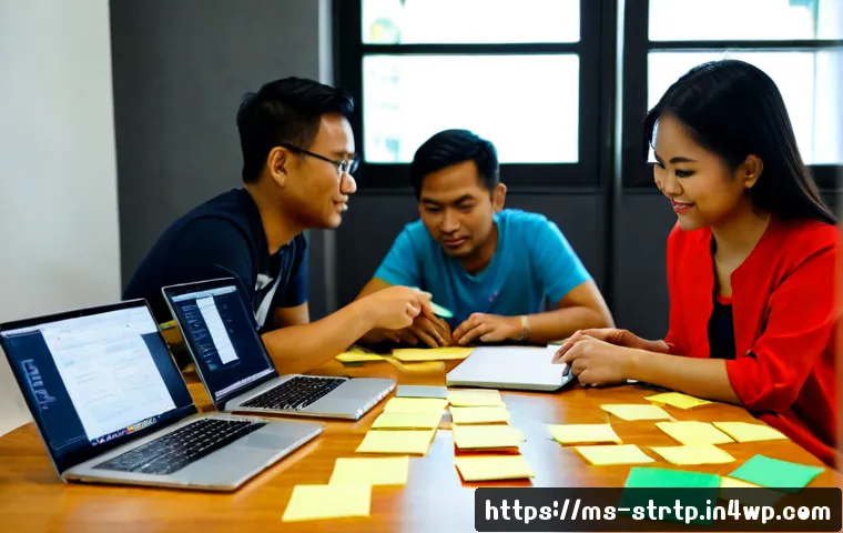 Home 17 린 스타트업 성장 단계별 전략 - Photorealistic early-stage lean startup scene in a bright Kuala Lumpur co-working studio, two Malays...